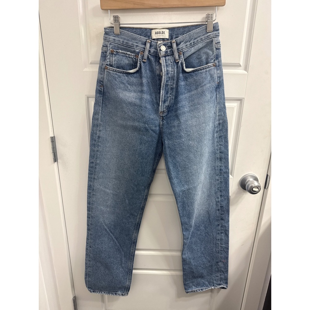 AGOLDE 90's High Rise Straight Leg Blue Jeans Size 24 Button Fly Medium Wash